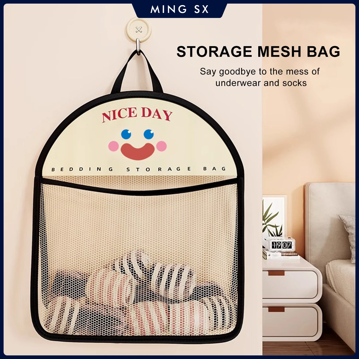Bathroom Organizer Bag Laundry Basket Wall Hanging for Underwear Socks Clothes Clothes Kitchen Mesh Storage Bag Household Tools