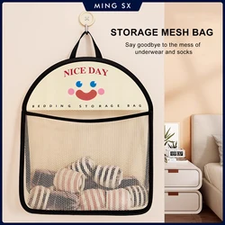 Bathroom Organizer Bag Laundry Basket Wall Hanging for Underwear Socks Clothes Clothes Kitchen Mesh Storage Bag Household Tools