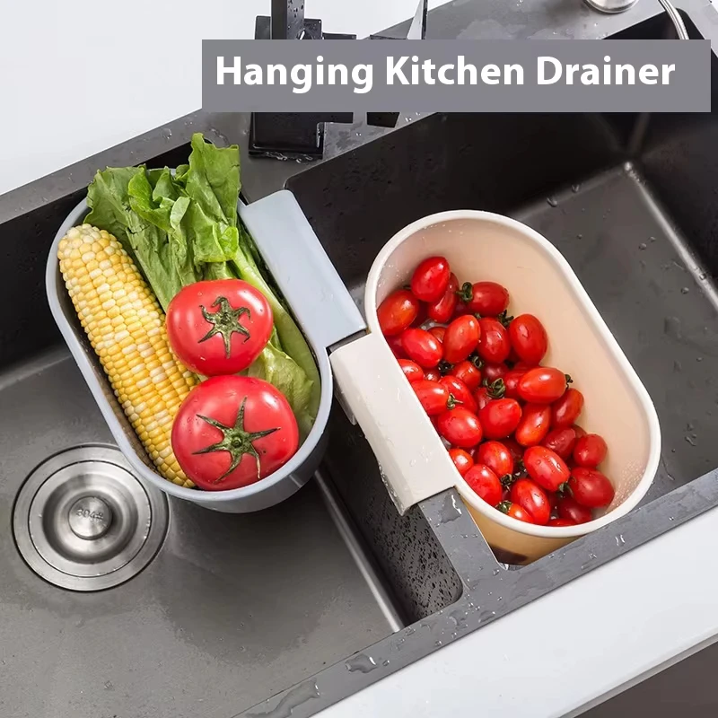 Nordic Style Hangable PP Sink Drain Basket Multifunctional Kitchen Storage Gadgets Injection Technics Plastic Material