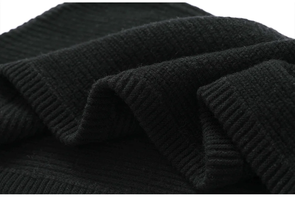 Autumn Winter Thickened One-Piece Scarf Hat 100% Merino Wool Knitted Frostproof Neck Protection Integrated Scarf Hat