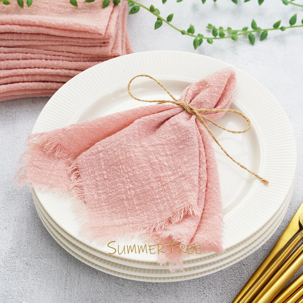 50pcs 32x32cm Cloth Napkins Pure Cotton Gauze Napkin Handkerchief Cheesecloth Vintage Picnic Party Wedding Table Decoration