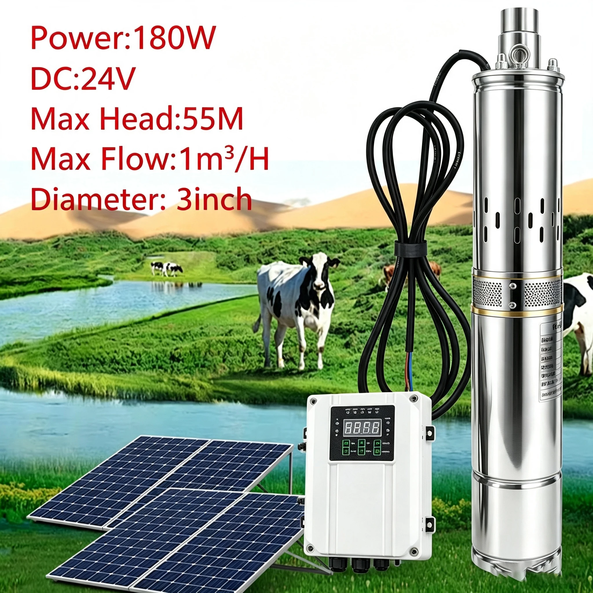 Durable Anti-Corrosion Solar Submersible Water Pump Automatic Energy Saving Pump for Remote Area Water Supply
