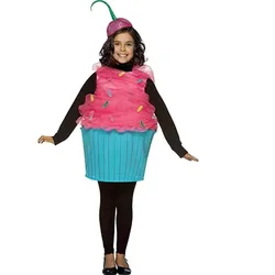 Women Cupcake Costumes Funny Food Halloween Cosplay Suit Dresses with Hat for Role-Playing Party Cosplay Outfits