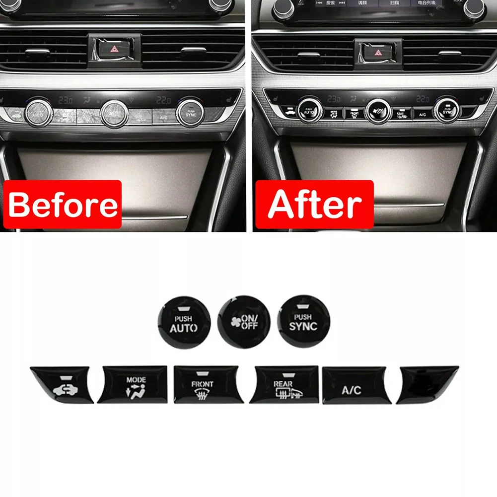 

9PCS/set For Honda Glossy Black Central Control Switch Button Cover Trim For Honda FOR Accord 2018-2021