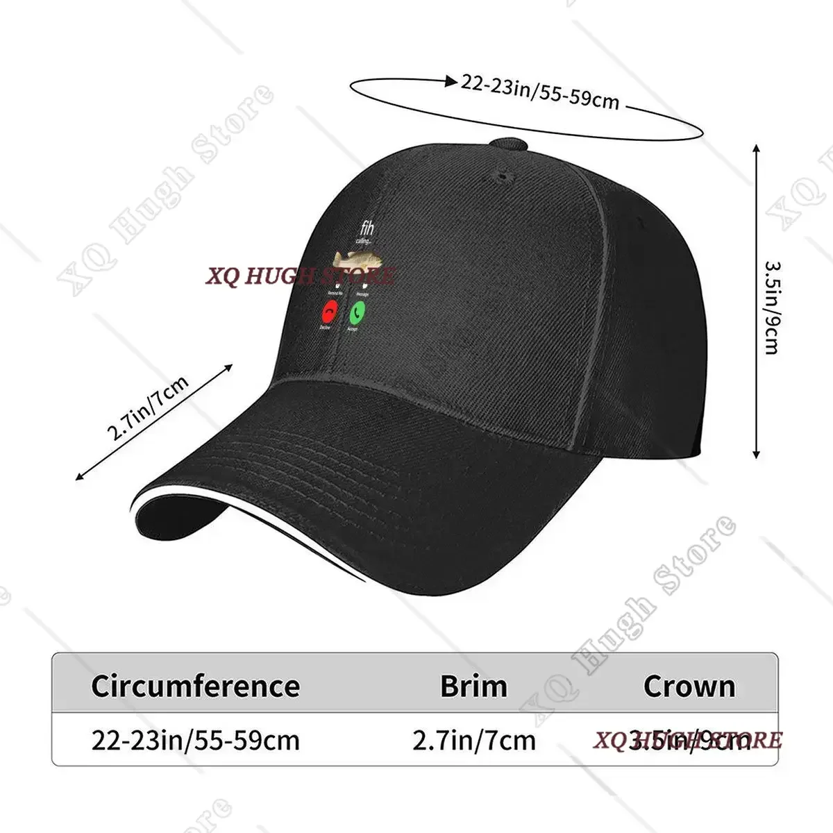 Fish Incoming Call Accept Reject Hip Hop hat Fashion Outdoor Sports Sandwich Baseball Cap