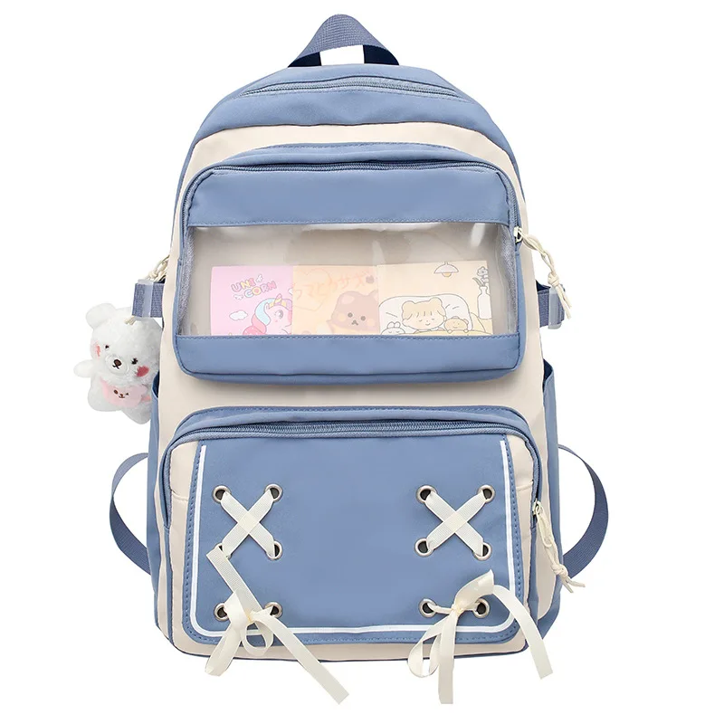 

Middle School Students Schoolbag for Girls Nylon Waterproof Large Capacity Kids School Backpack Shoulders Back Pack with Pendant