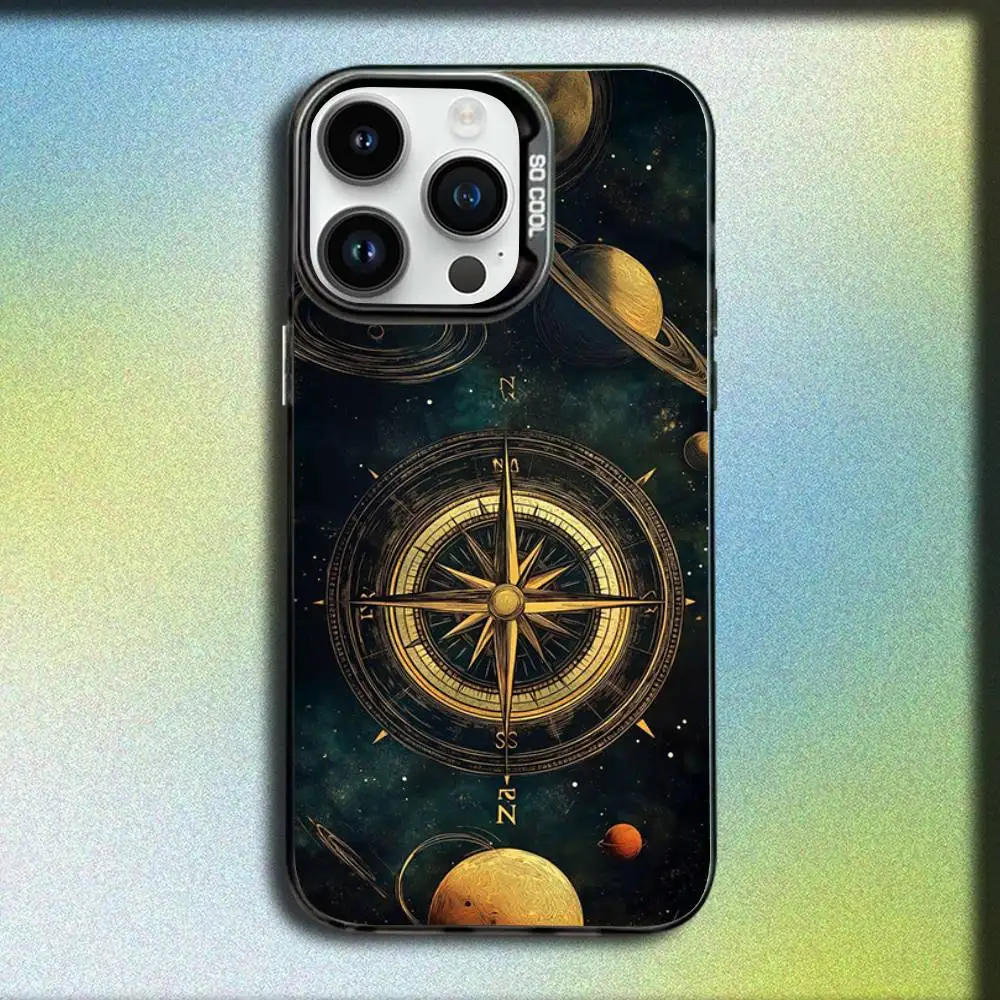 Custodia per telefono con bussola vintage per iPhone 17,16,15,14,13,12,11,Pro,Max,Plus,E,SE4,Air,Mini Black IMD Box