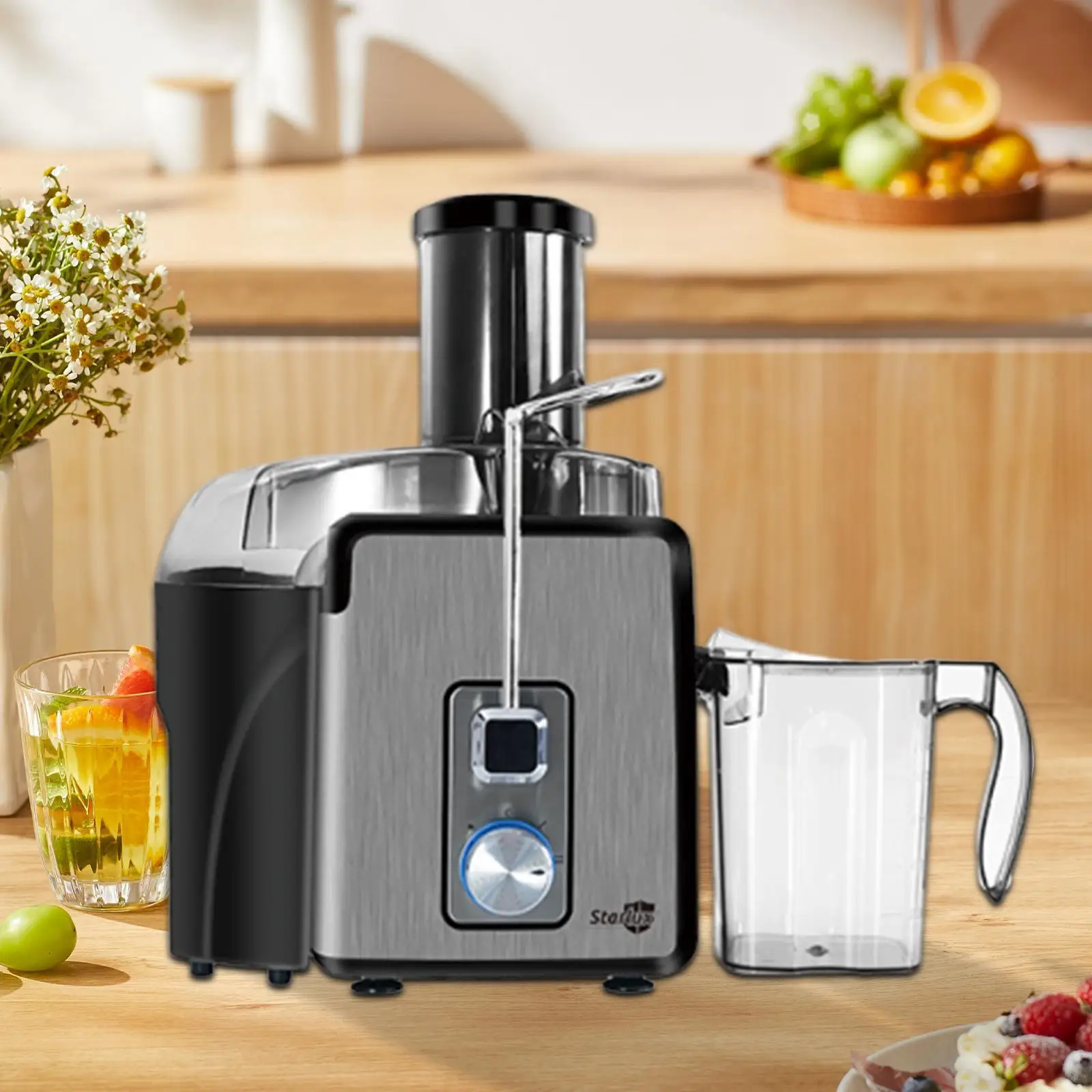 

Juicer Machine EU Plug Slow Masticating 3 Speed Setting 400W Compact 1000ml Juice Extractor for Fruits Lemons Vegetables Oranges