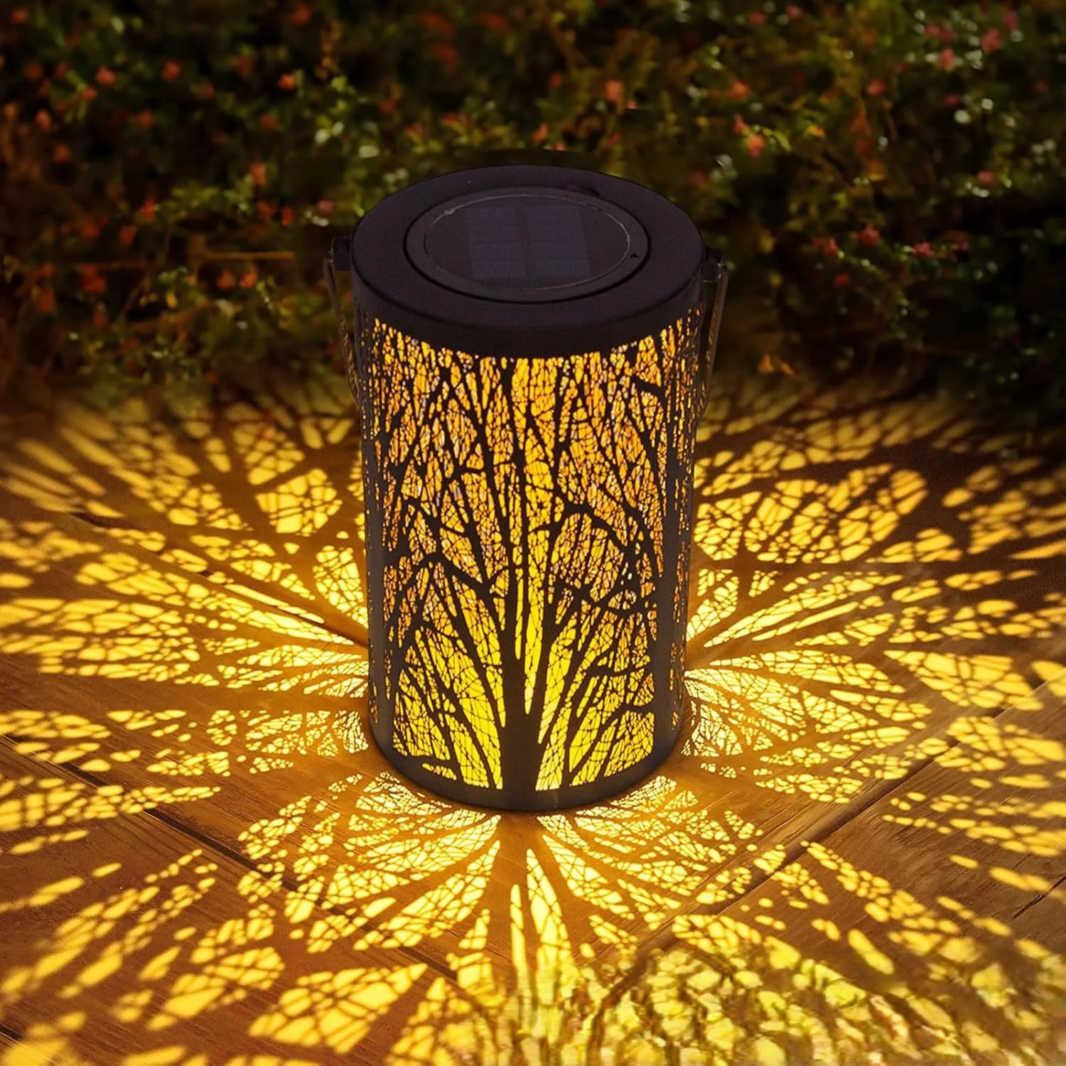 

Waterproof lamp projection iron lantern courtyard decoration landscape hollow solar outdoor tube lamp tree root garden