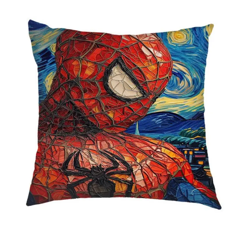 45*45Cm Marvel Spider-Man Peripheral Pillows, Cushions, Short Plush Material Pillows Boy Girl Bedroom Soft Ornaments Gifts