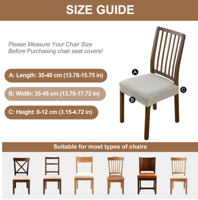 1PC Jacquard Chair Seat Covers Chair Removable For Hone Washable Upholstered Dining Room Chair Seat Protector Cushion Slipcovers