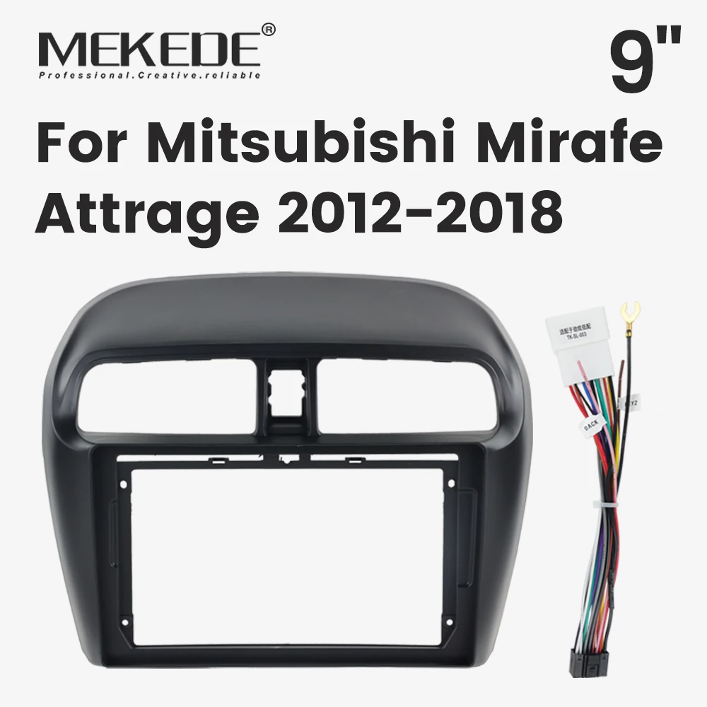 MEKEDE Dashboard Mount Panel Kit Car Radio Bezel Frame for Mitsubishi Mirafe Attrage 2012-2018 Multimedia Panel frame kit Cable