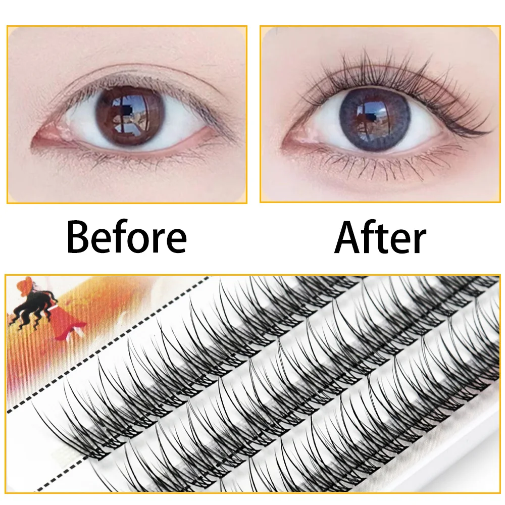 Fishtail Mink Künstliche Wimpern 1 Box/120 Bündel Natürliche Wimpernverlängerung 3D Russische Einzelwimpern-Cluster Make-up-Tools Wimpern – Detail 3