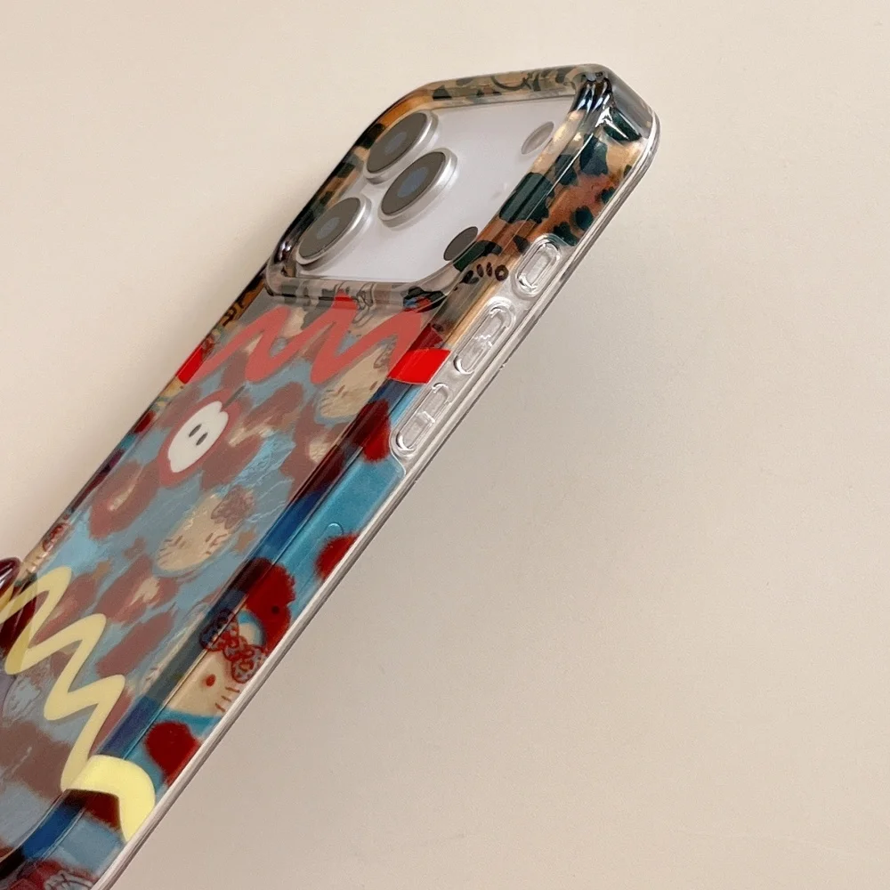 حافة مستقيمة الربط ليوبارد طباعة kt مناسبة لحالة هاتف أبل 17 برو 16 15 14 13 برو ماكس جراب هاتف مع الملحقات