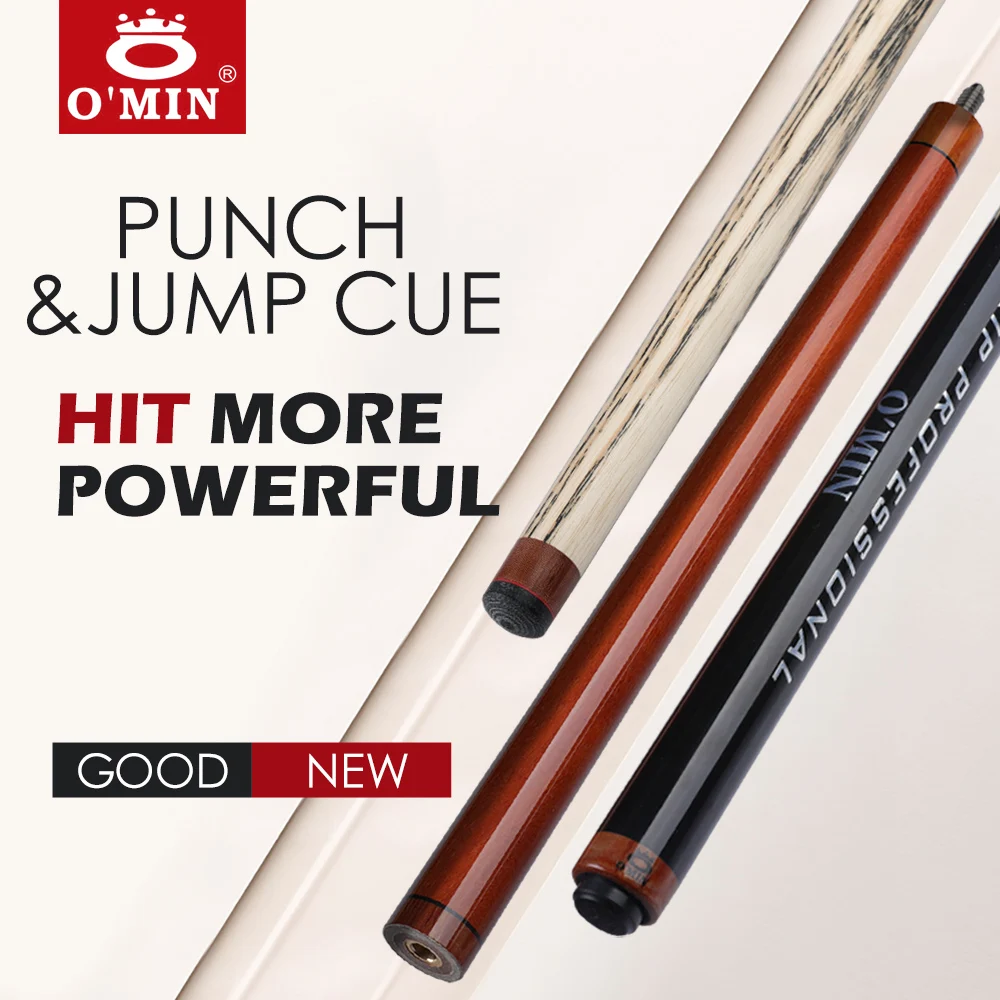 OMIN Break Punch Cue Billiard Stick Ash Solid Wood Leather Handle  13.5 MM Tip Break Jump Cue Handmade Powerful Billar Kit