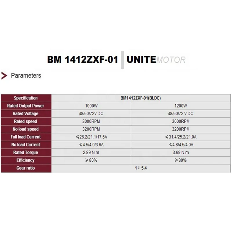 BM1412ZXF 48V 60V 1000W 1200W Three Wheel Bike Brushless  Motor Electric Tricycle Motor