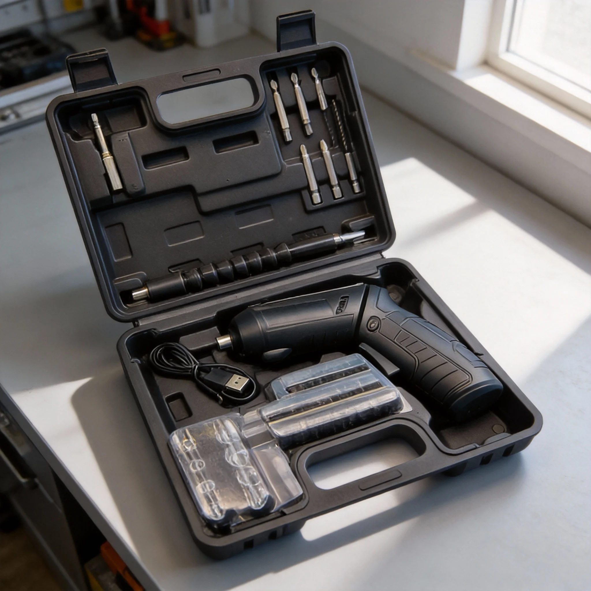 Foldable Electric Screwdriver Set With Li-ion Battery Storage Case For Home Appliance Assembly Furniture Repairs