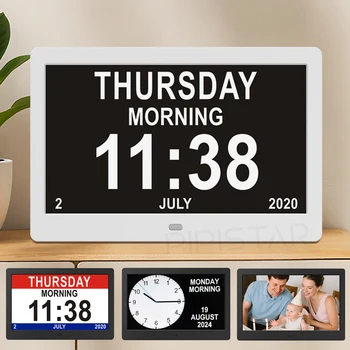 10.1/7-Inch Family Calendar Dementia Clock Digital Photo Frame Alarms Medicine Time Reminder for Elder Reminding Work