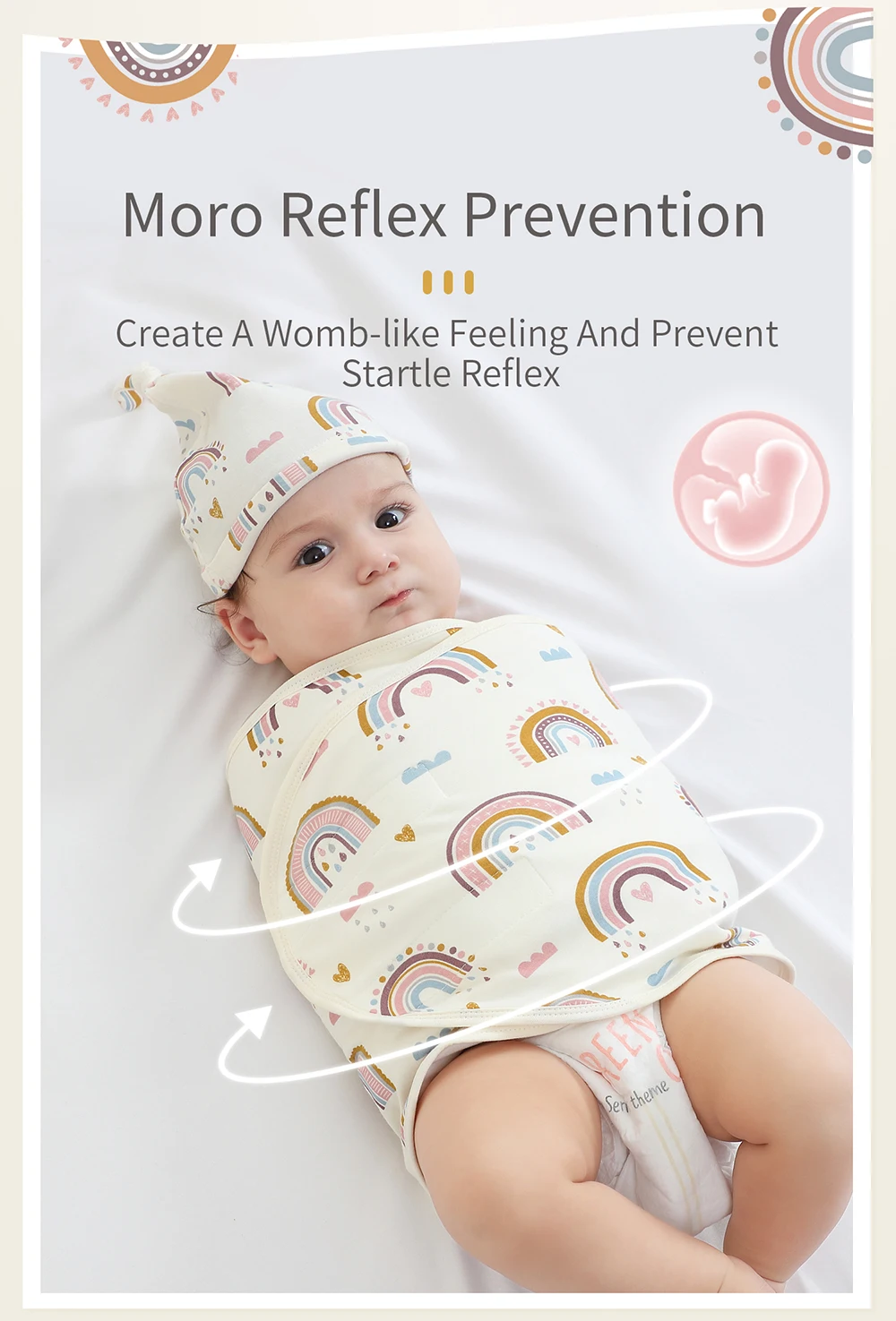 Bilayer Baby Wrap Decke Neugeborenen Baby Swaddle Krawatte Anti Startle Jump Decke Sommer Dünne Baumwolle Weiche Windel Ändern Decke – Detail 3