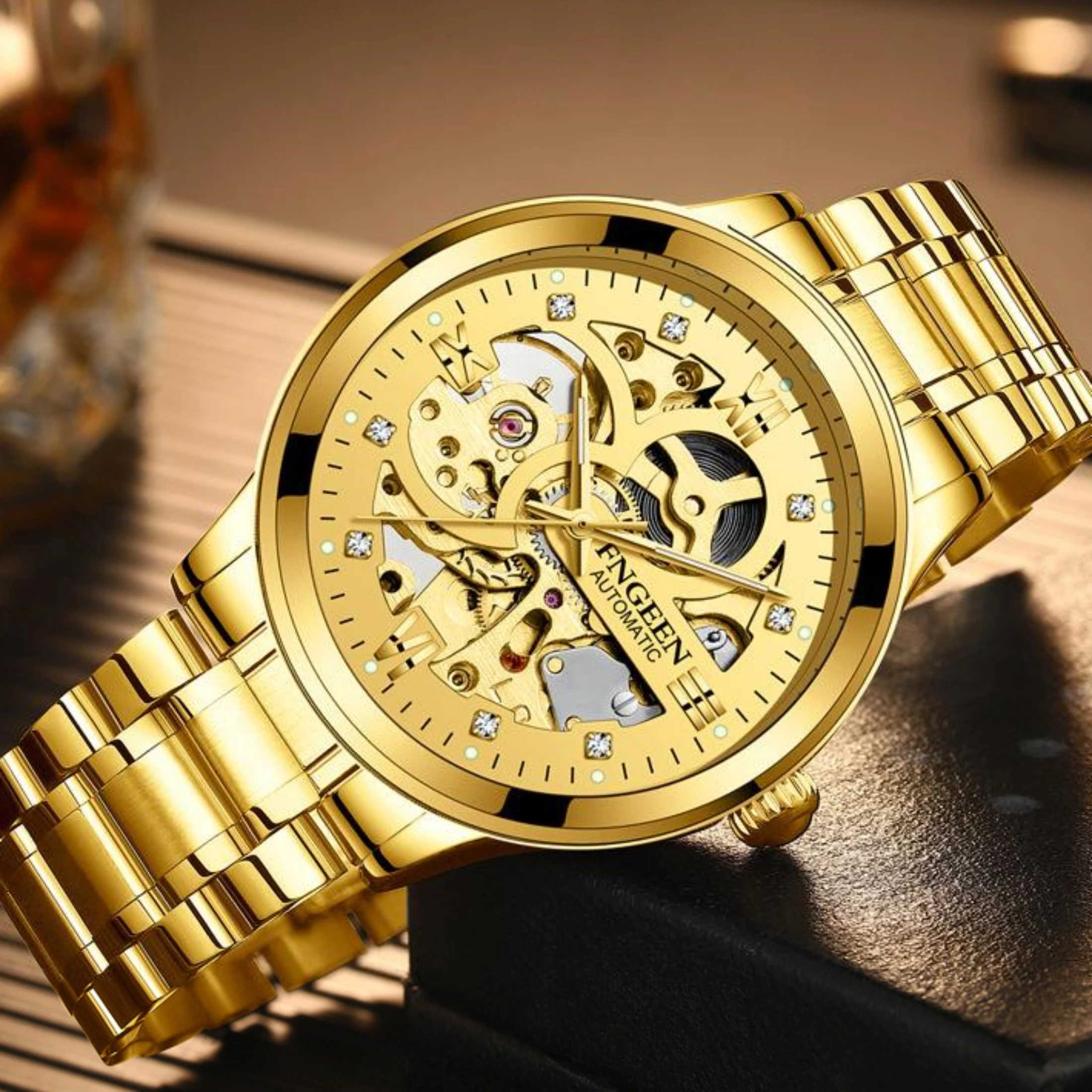 Fully Automatic Mechanical Watch Business Watch 30M Waterproof Hollow Skeleton Tourbillon Stainless Steel Mechanical Watch Gift