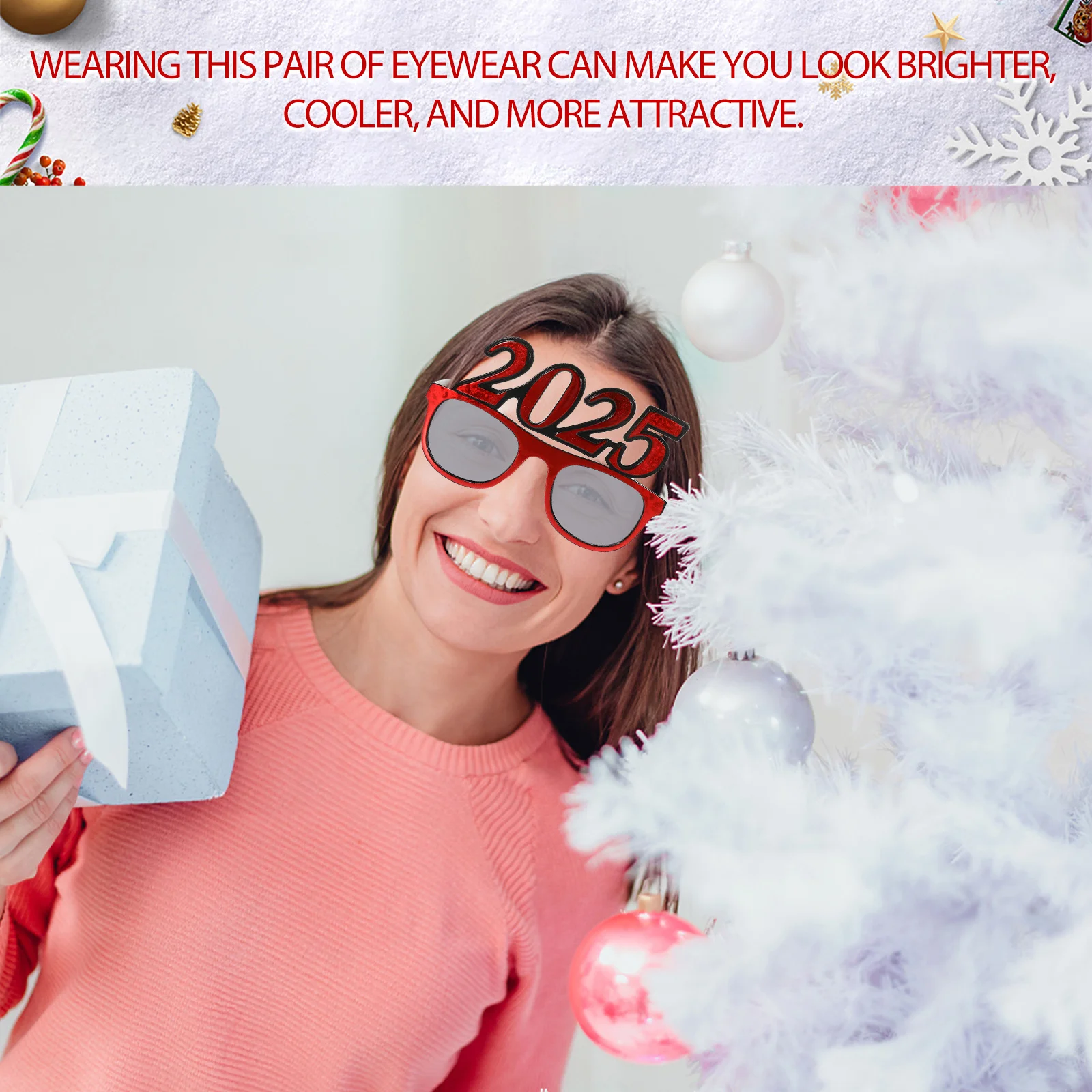 نظارات ممتعة للعام الجديد 2025، نظارات أرقام مريحة، تصميم مشرق لتزيين الحفلات لكشك الصور والاحتفالات #1