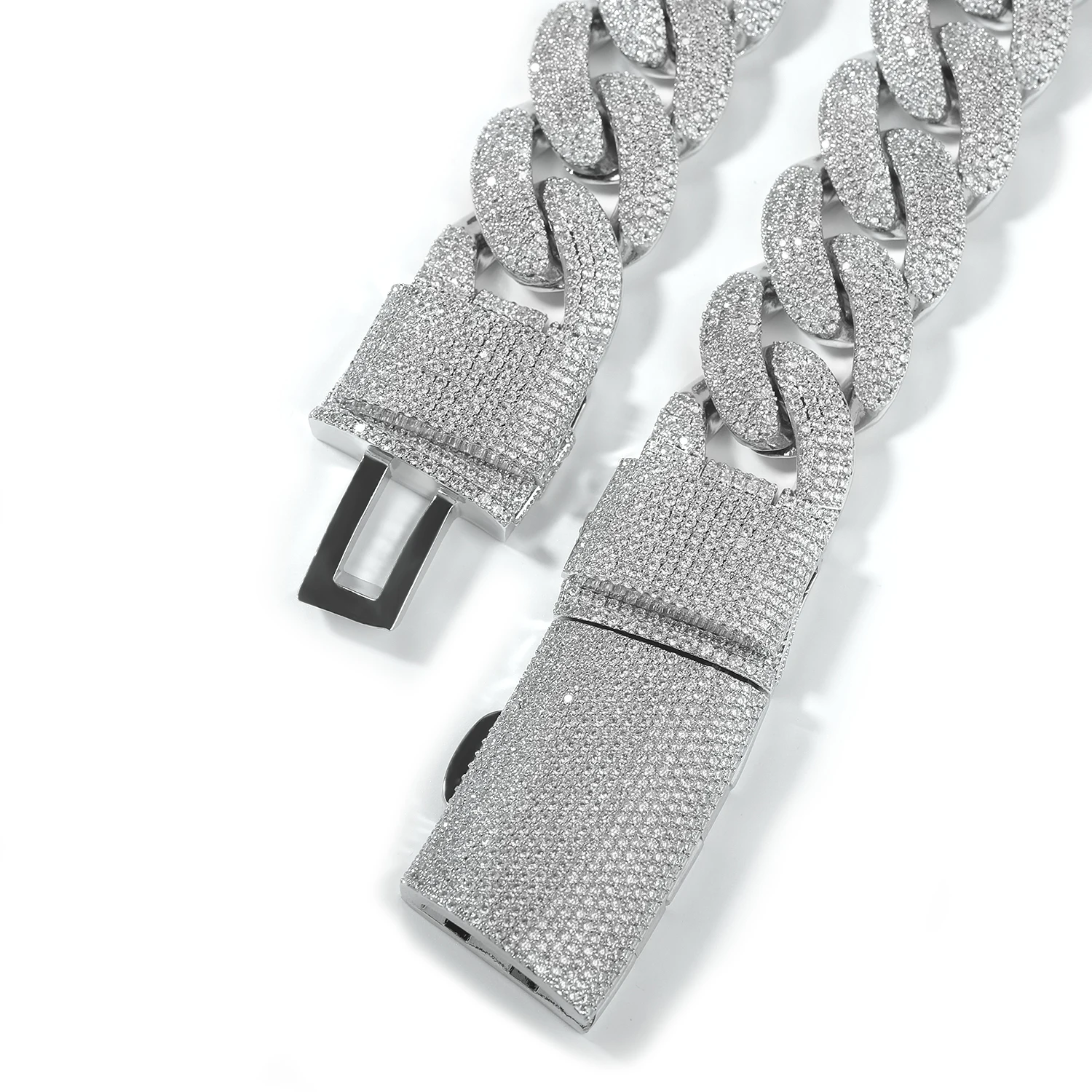 THE BLING KING 20mm Iced Out Cuban Link Chain Triple Safety Fold Clasp Paved CZ Miami Curb Necklace HipHop Rapper Jewelry