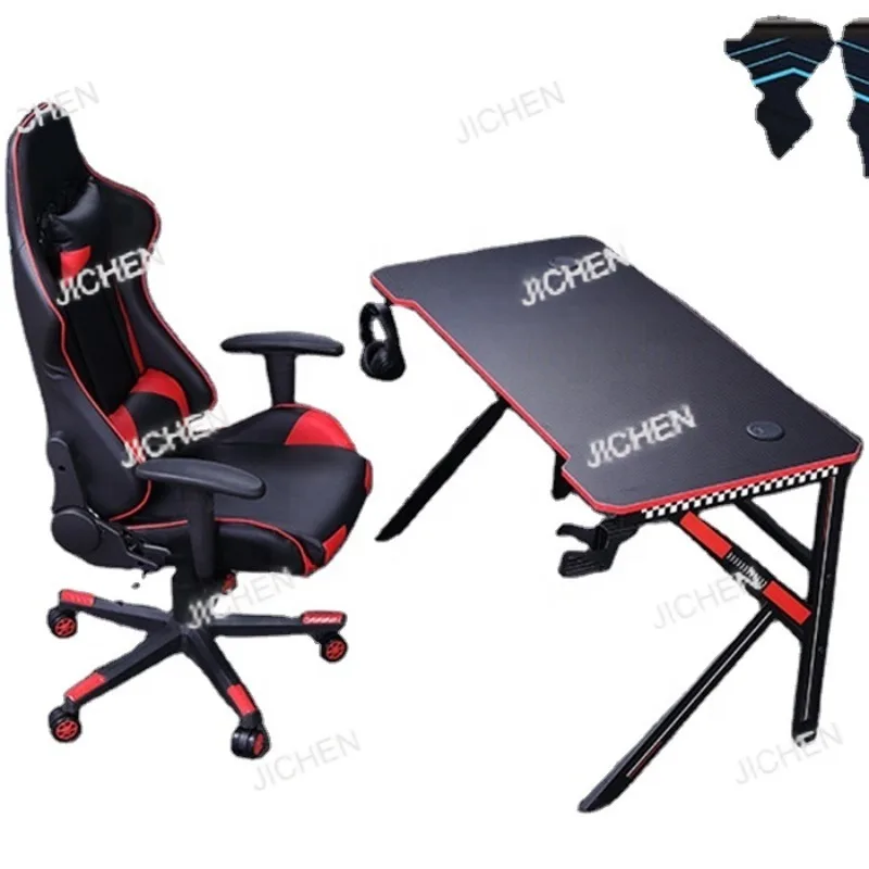 

Custom Large Computer Racing RGB Light Gamer Table and Chair Set with LED