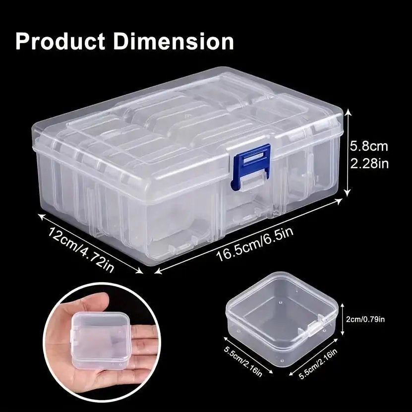 14pcs Transparent Bead Storage Box Set, Clear Plastic Craft Organizer for Earrings and Small Jewelry, Multi-Purpose Container