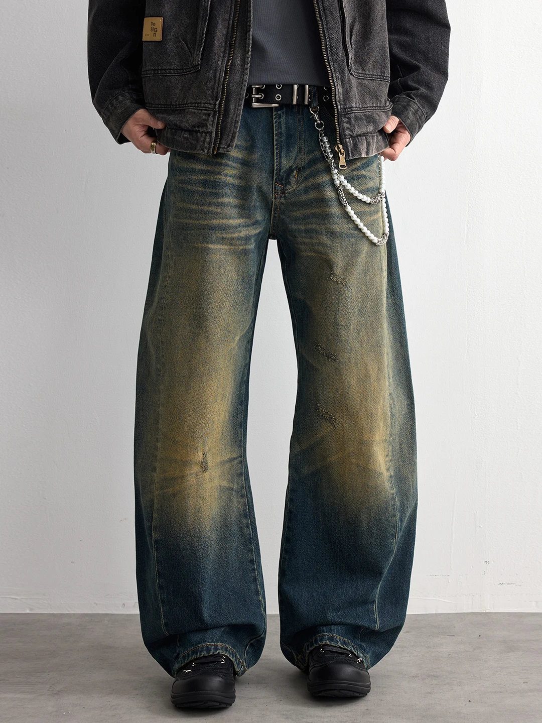 

Parisian Vintage Waed Knife Jeans Loose Straight Leg Wide Leg Pants Casual Spring Faion Urban Men's Denim Jeans