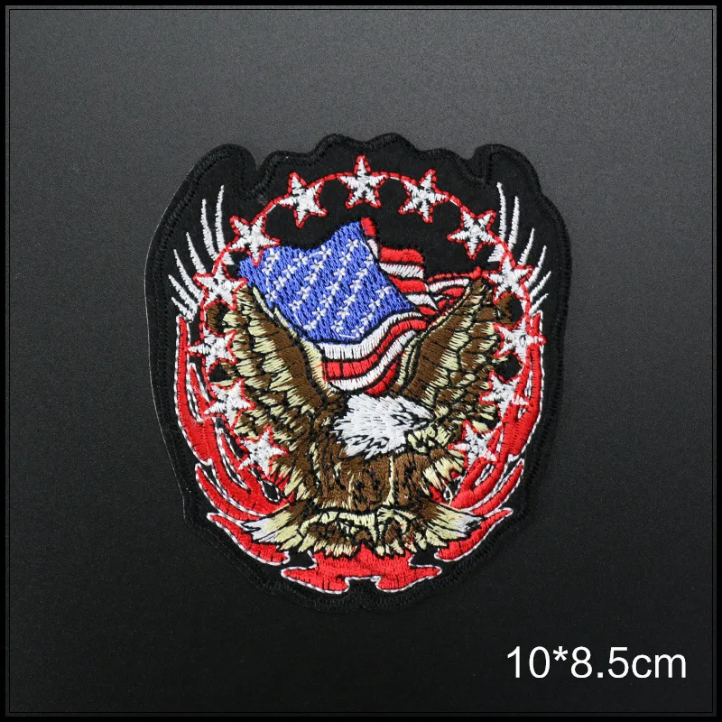 Biker Eagle Animal Embroidered Biker Patches For Jeans Men Jacket Clothing Punk Style Eagle Patch Stickers On Motorcycle Parches