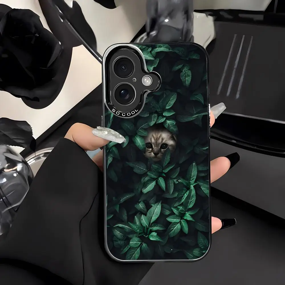

Cute Animal Cat Phone Case For IPhone 16 15 14 13 12 Pro Max 11 2024 Fashion Couple Black White Cool