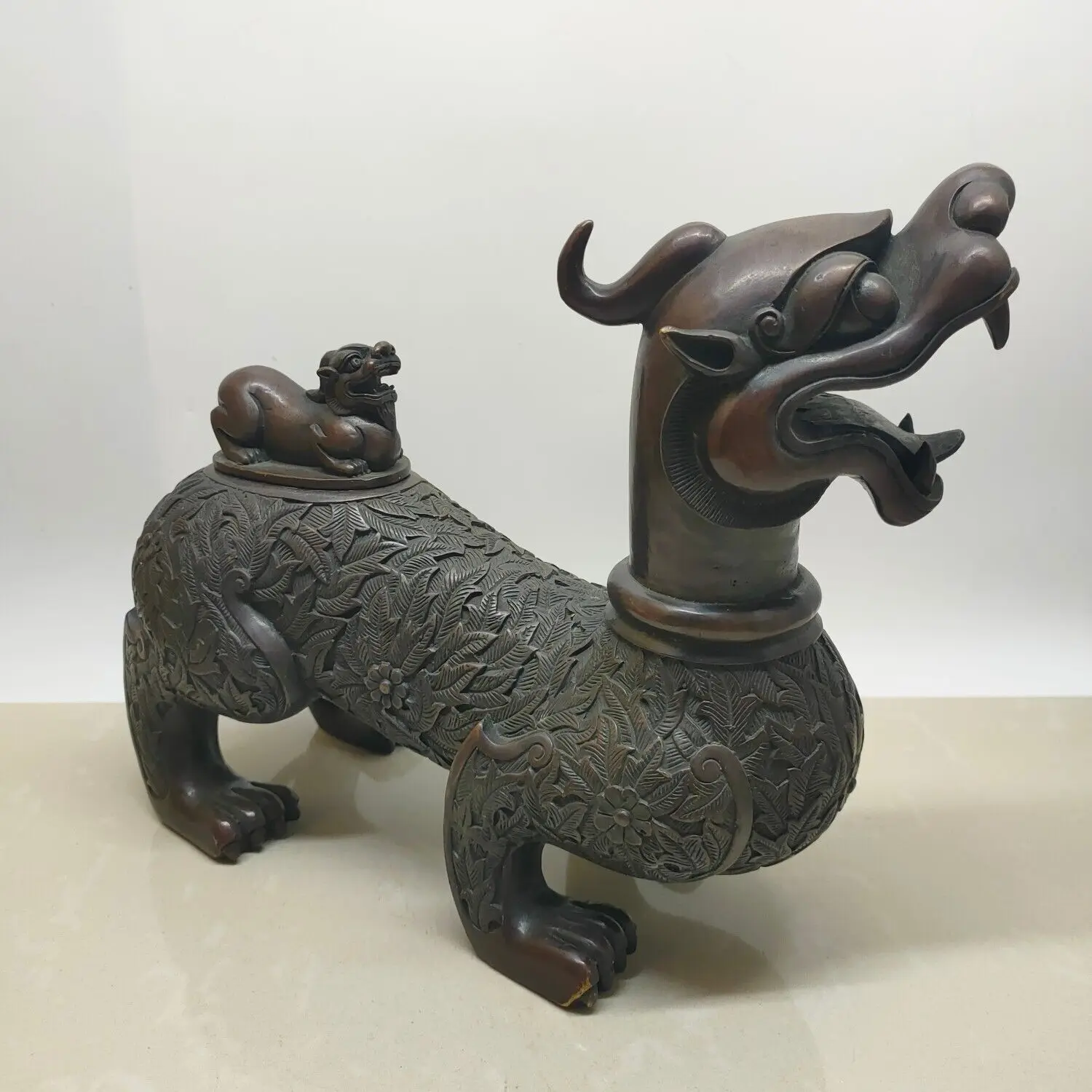 Unique Chinese Copper Bronze God Beast PiXiu Fengshui Statue Ornament Amulets