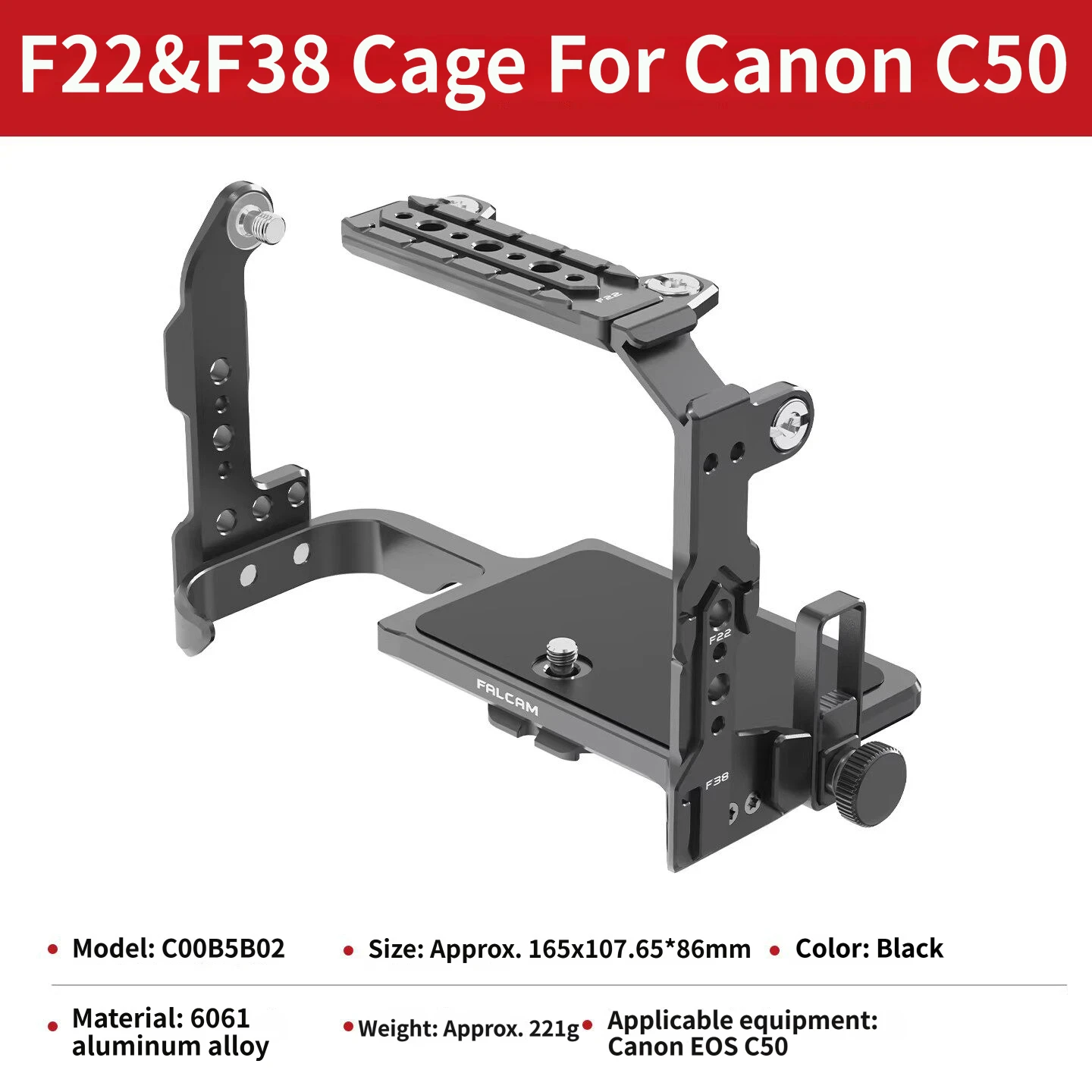 FALCAM officiële F22&F38 Quick Camera Cage KIT voor Sony A7M5/4/A7C2/FX30/FX3, Canon C50/R63, Nikon ZR/Z63, LUMIX S5, DJI Pocket3