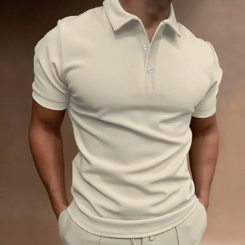 New Summer Men's Classic Street Style daily casual solid color lapel comfortable breathable short-sleeved POLO shirt