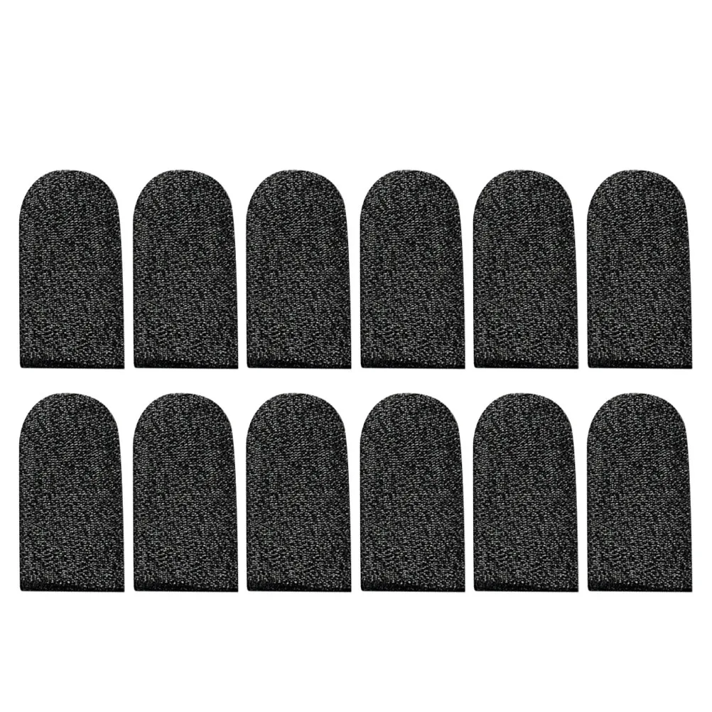 10Pcs Black Nylon Finger Covers Wear-Resistant Elastic Sweat-Proof Game Accessories for Adults Touch-Screen Mobile Phone Use