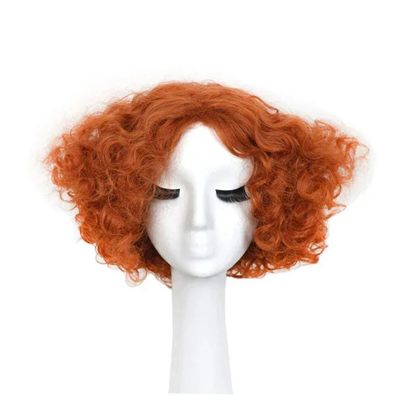 Mad Hatter Cosplay Wigs Short Orange Red Curly Wig Alice in Wonderland 2 Halloween Carnival Party Cosplay And Hats