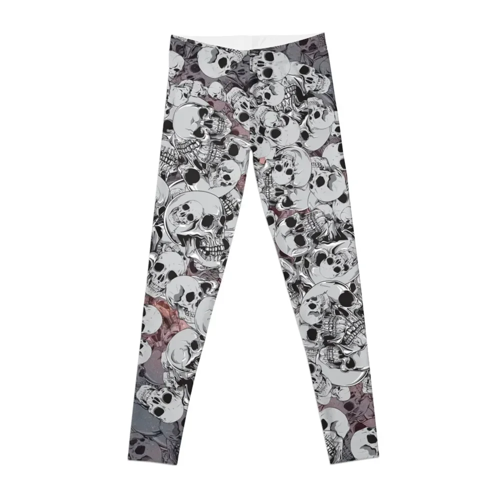 

Skulls Grey Leggings gym's clothing Women's sports Women's sportswear push up fitness Womens Leggings