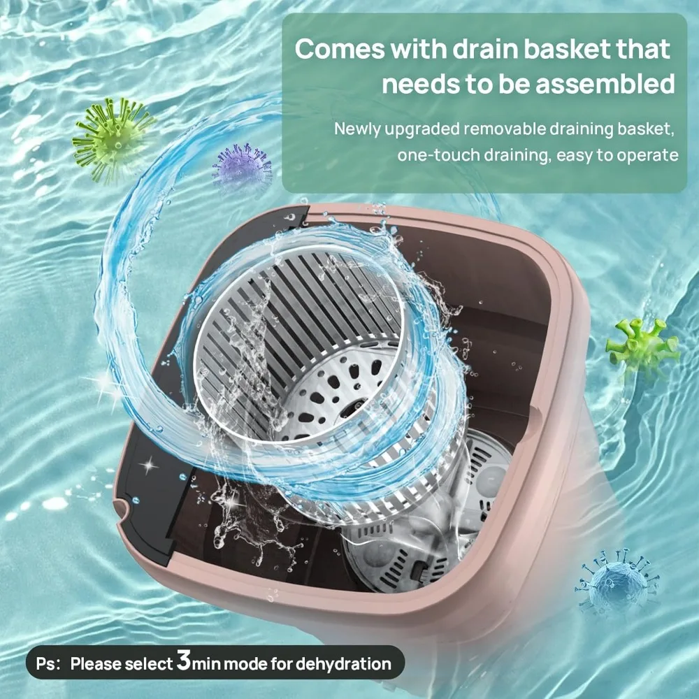 غسالة محمولة قابلة للطي مع ضوء أزرق ، غسالة صغيرة للملابس الداخلية ، ملابس الأطفال ، شقة ، RV ، 15l