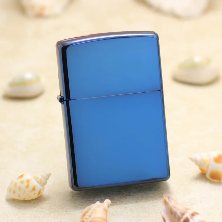 

Genuine Zippo oil lighter copper windproof Blue ice mirror Kerosene lighters Gift with anti-counterfeiting code