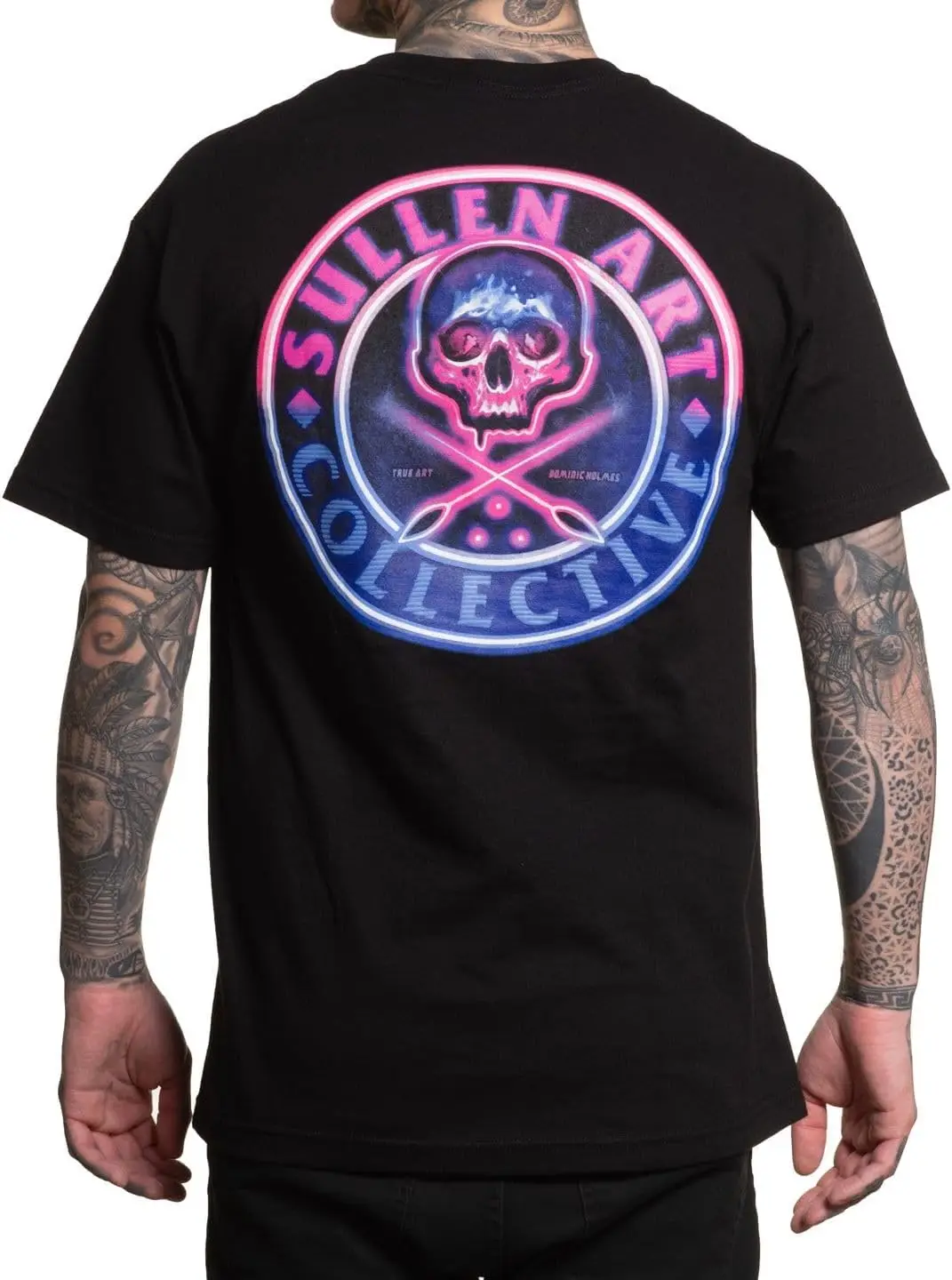 Sullen Men's Neon Badge Tattoo Lifestyle Graphic Standard Short Sleeve Tee Black