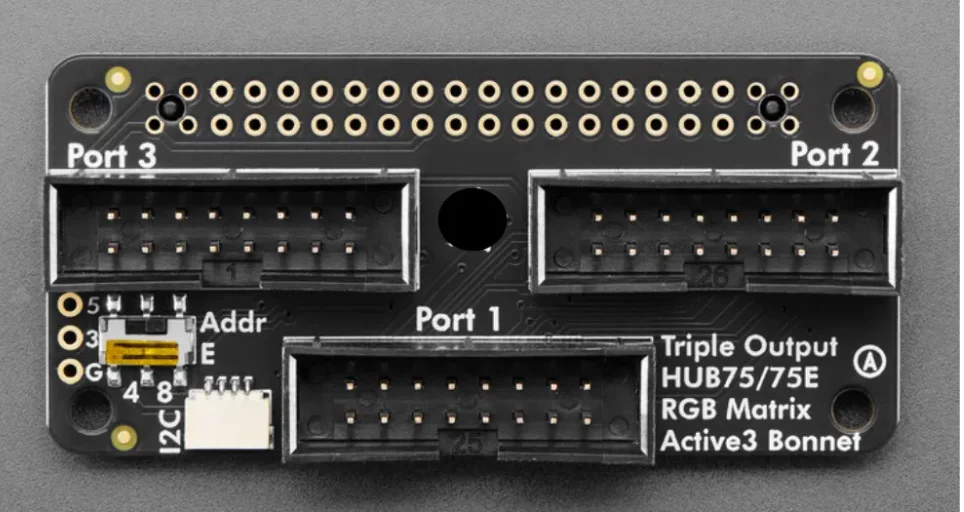 Triple LED Matrix Bonnet for Raspberry Pi 6358 HUB75 Compatible with RGB Lighting Control for DIY Projects