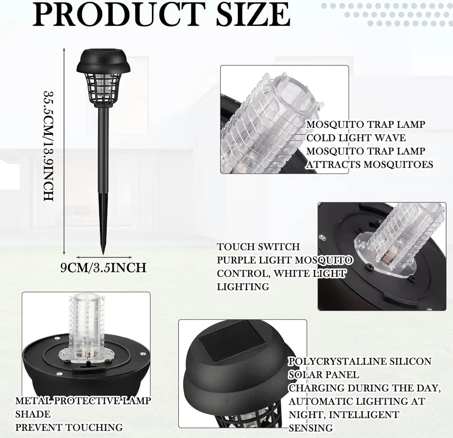 1/2/4/8PCS Solar Bug Zapper Waterproof Outdoor Mosquito Zapper 2 in 1 Mosquito Repellent Lamp with Lighting for Garden Patio image 6