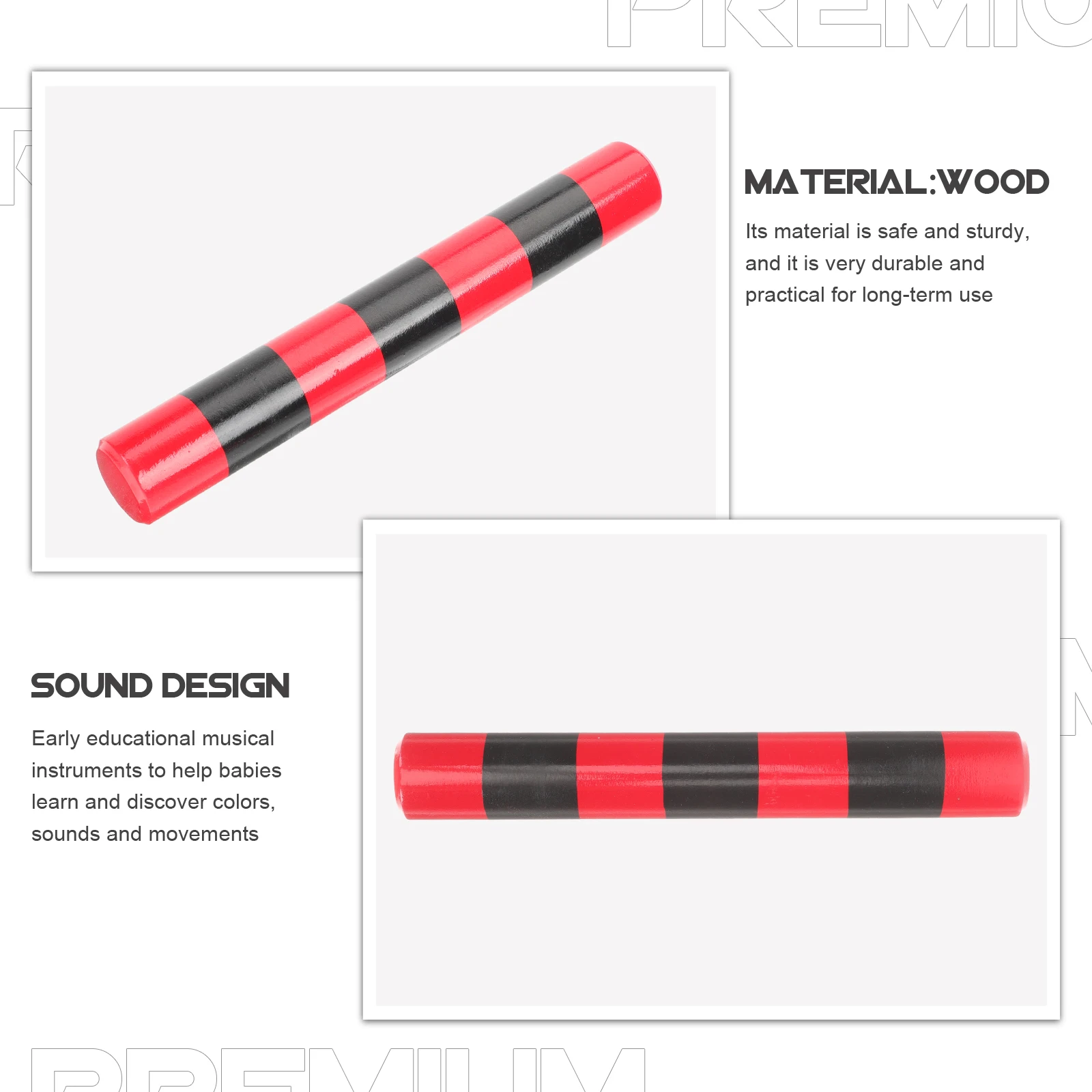 

2pcs Rhythm Stick Stripe Sound Musical Toys Kid Instrument Toddler Instruments Baby Wooden Educational Kids Toys