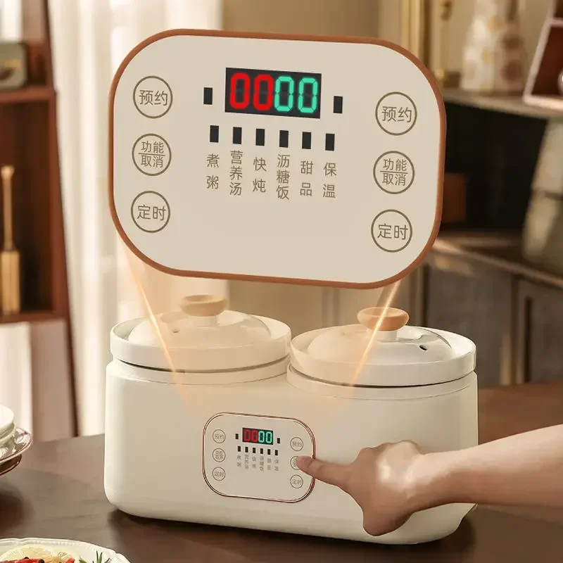 Ceramic double bile electric stew pot