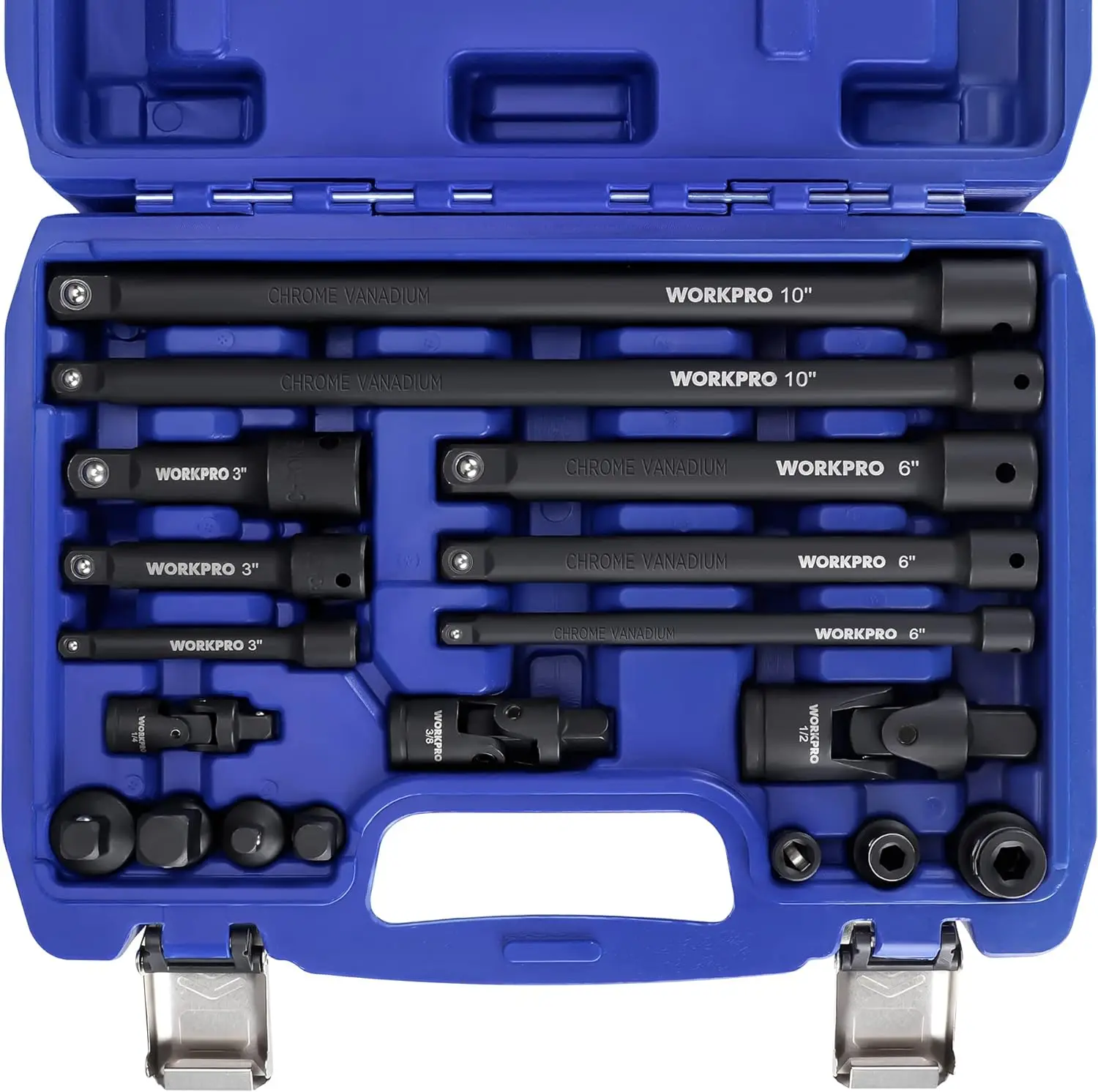 

18-Pieces Drive Tool Accessory Set, Includes Socket Adapters, Socket Extension Bar, Swivel Universal Joints and Impact Coupler,