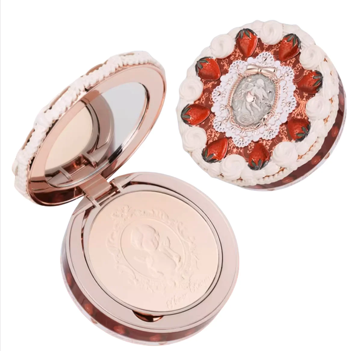 

Flower Knows Pressed Setting Powder Strawberry Cupid Matte Soft Focus Oil Control Waterproof Women Beauty Makeup