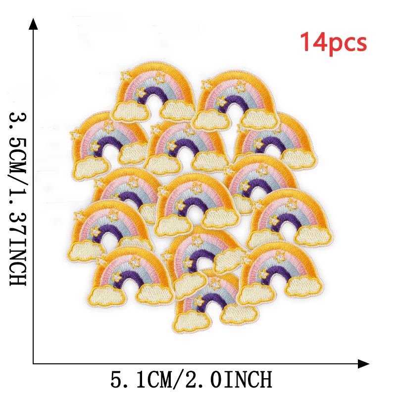 14 stücke Auge Blume Nette Brief Herz Regenbogen Lot Für Kleidung Eisen Auf Patches Gestickte Thermische Baby Kinder Nähen Groß stoff Parche – Detail 4
