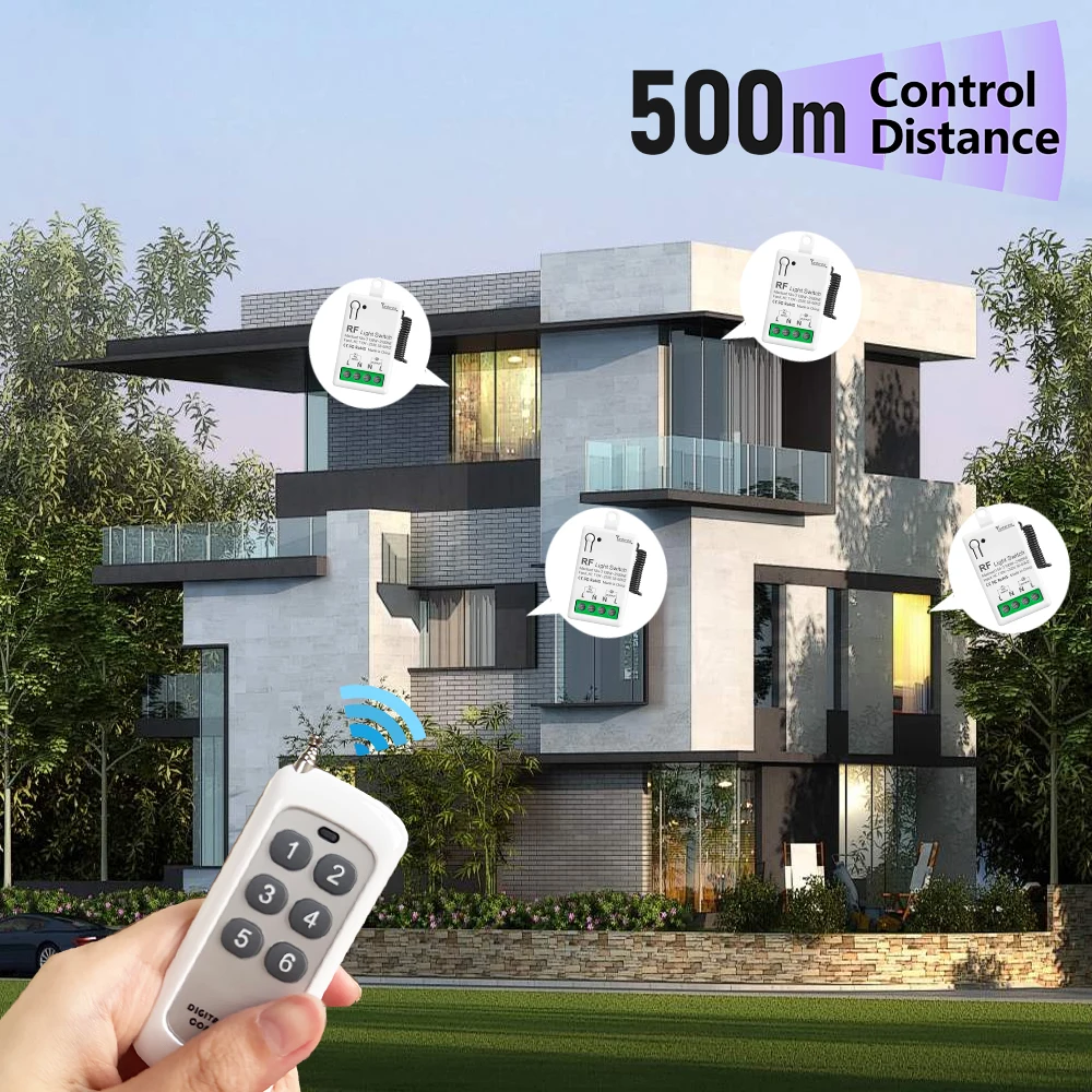 RF433Mhz العالمي لاسلكي للتحكم عن بعد مفتاح الإضاءة AC110V 220 فولت 10A 500 متر التتابع وحدة صغيرة الارسال لمروحة المصباح LED #3