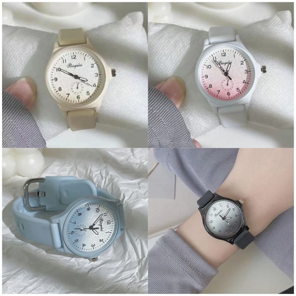 

Модные часы с градиентом, арабские цифры, указатель, циферблат, кварцевые часы, силиконовый ремешок, наручные часы для женщин, Relojes Para Damas