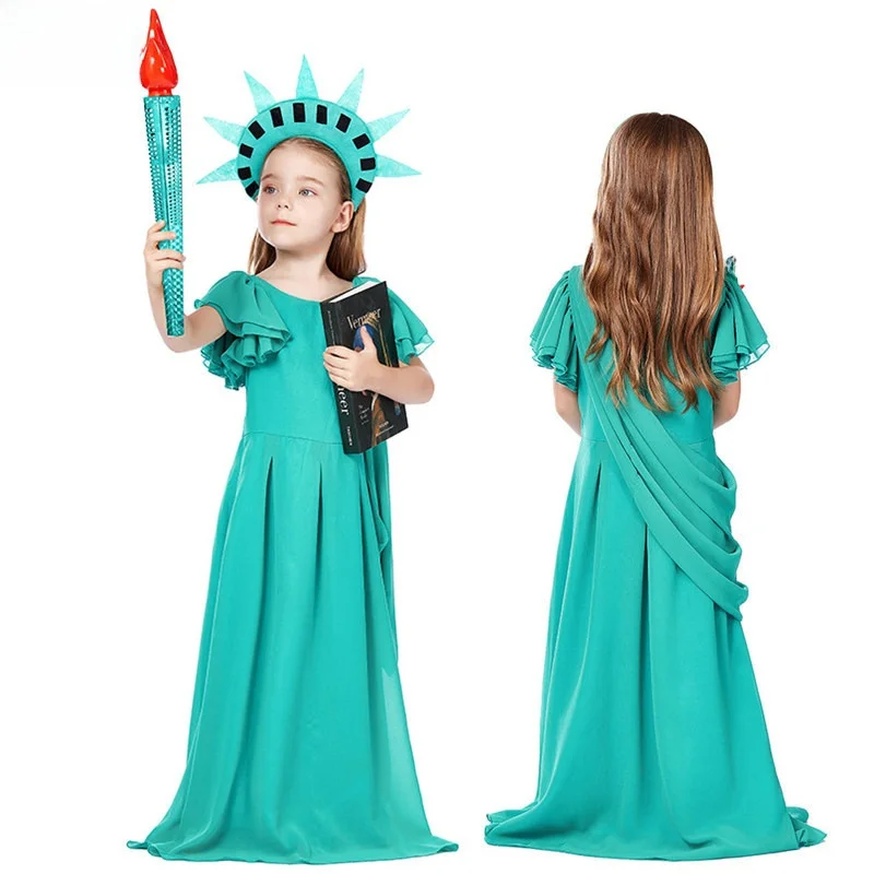 

New Halloween Ancient Roman Robe Children's Performance Costume Statue of Liberty Girl Toddler Stage Outfit Traditional Chine...